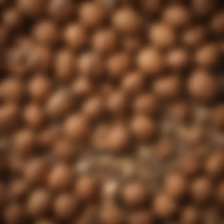 Close-up of walnuts and almonds on a wooden background