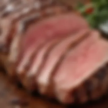 A close-up of marbled tri tip showcasing its tenderness