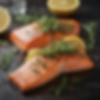 Baked Salmon with Herb Garnish Baked salmon garnished with herbs