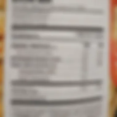 Close-up of a nutrition label on low carb food packaging