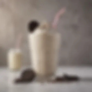 Delicious Oreo Milkshake Presentation Oreo milkshake in a glass with a straw