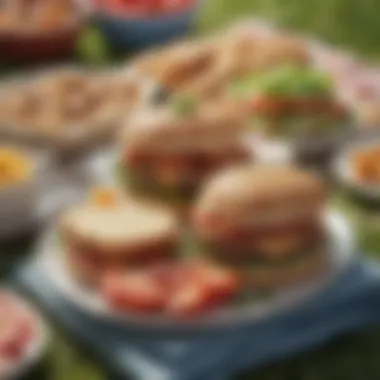 Gourmet Meals for Picnics A vibrant picnic scene showcasing packed gourmet meals