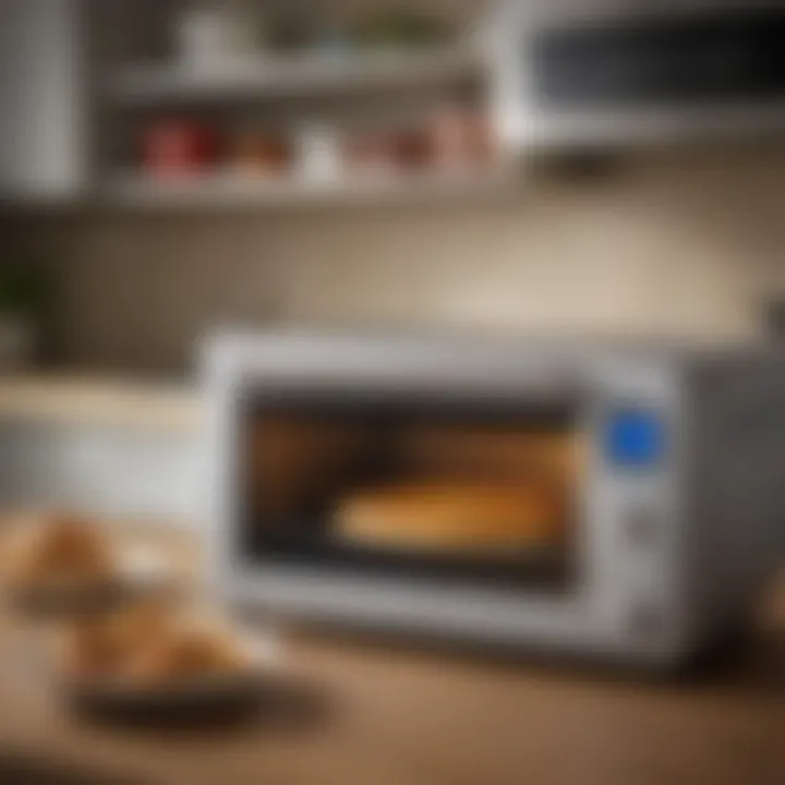 User interacting with Panasonic toaster oven