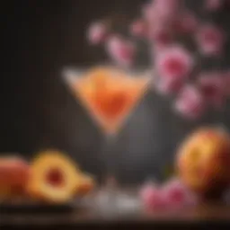 Elegant Peach Blossom Martini garnished with fresh peach slices