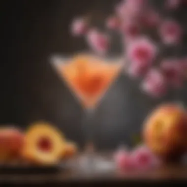 Elegant Peach Blossom Martini garnished with fresh peach slices