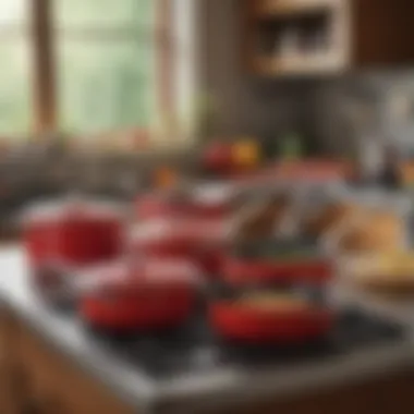 Pioneer Woman Cookware in a Contemporary Kitchen Stylish Pioneer Woman cookware set in a modern kitchen setting
