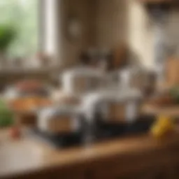 Showcasing the elegant design of Pioneer Woman stainless steel cookware