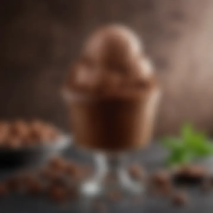 A visually appealing presentation of diet chocolate ice cream with garnishes