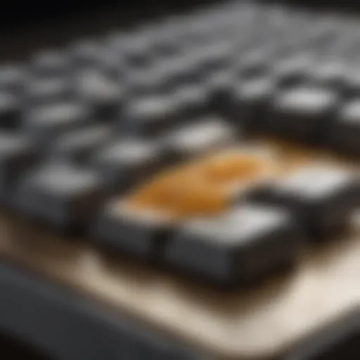 Putty being used to clean a keyboard