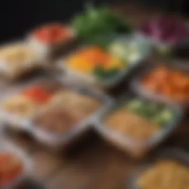 A meal prep container filled with wholesome grains, proteins, and vegetables.