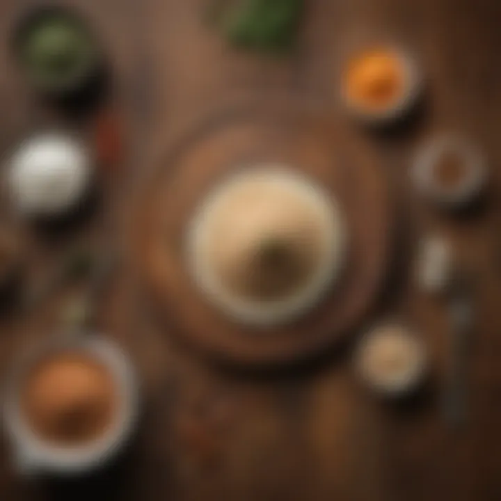 A rustic table setting with ranch dry rub ingredients displayed