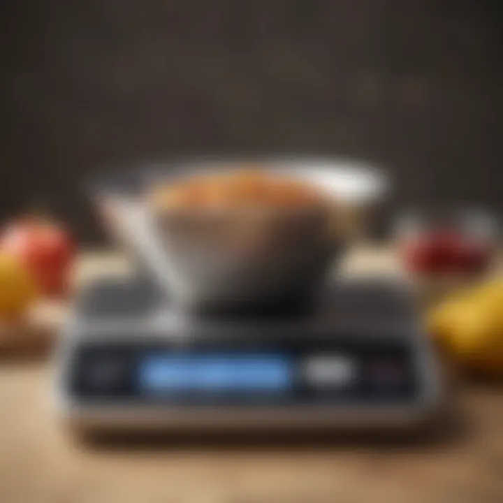 Close-up of a weighing scale with measurement units