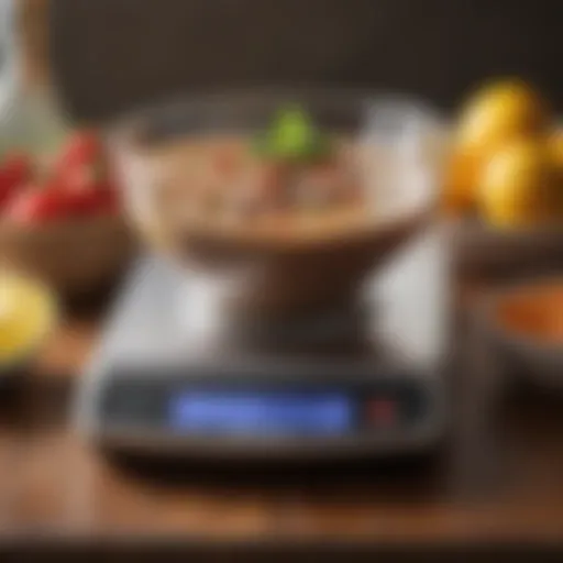 Digital weighing scale displaying precise measurements