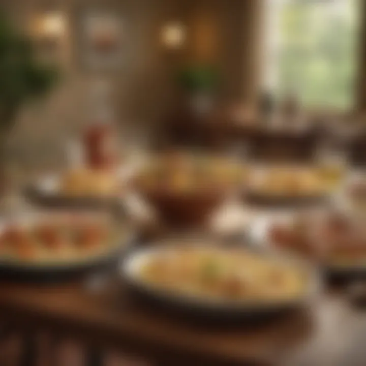 A table set for dining at Olive Garden with delicious Italian dishes