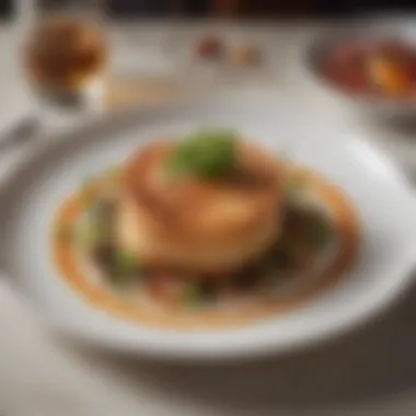 Artful Presentation of Culinary Masterpieces Plating of a signature dish in a contemporary restaurant