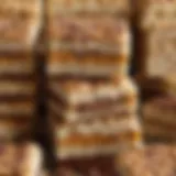 A delectable close-up of Rice Krispie Scotcheroos showcasing their texture and layers of chocolate and butterscotch.