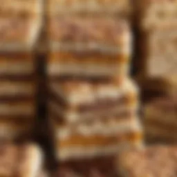 A delectable close-up of Rice Krispie Scotcheroos showcasing their texture and layers of chocolate and butterscotch.
