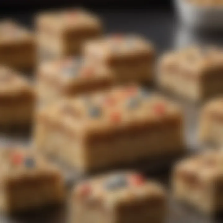 A beautifully arranged platter of Rice Krispie Scotcheroos garnished with sprinkles, ready to be served.