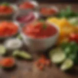 Vibrant array of fresh ingredients for salsa dip