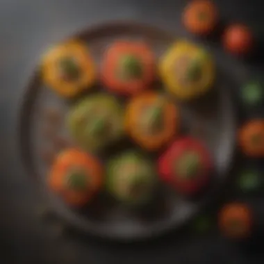 Stuffed Bell Peppers with Quinoa A colorful array of stuffed bell peppers filled with quinoa and spices