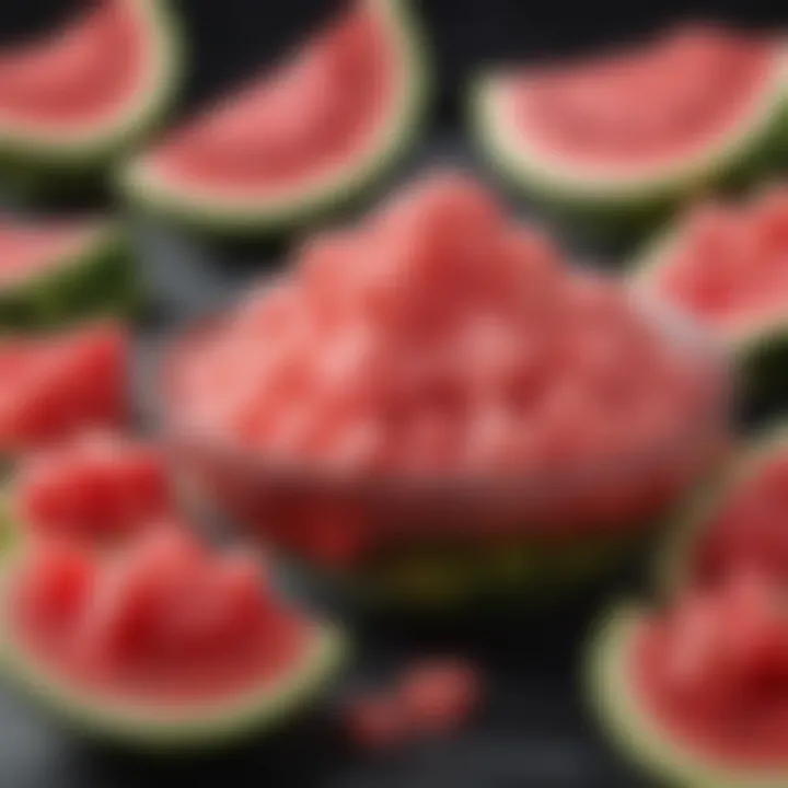 Ingredients used in Schwans Watermelon Sherbet arranged aesthetically