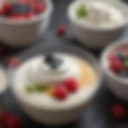 A variety of Greek yogurt flavors and textures displayed together
