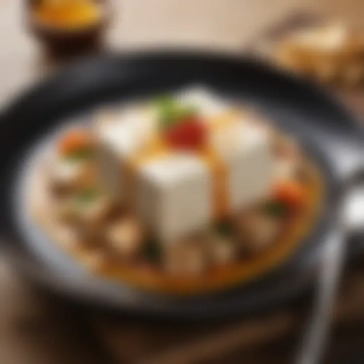 A vibrant dish showcasing silken tofu as the central ingredient