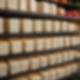 A selection of silken tofu varieties displayed on a market shelf
