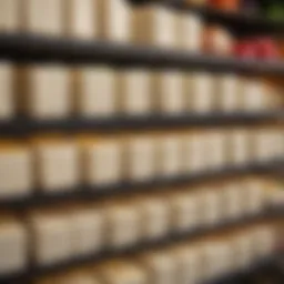 A selection of silken tofu varieties displayed on a market shelf