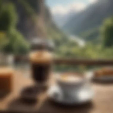 Traveler enjoying coffee in a scenic location