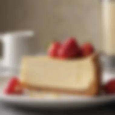 Creamy Indulgence of Classic Cheesecake A slice of New York cheesecake showcasing its creamy texture