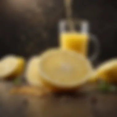 Culinary spices and ingredients highlighted with lemon juice