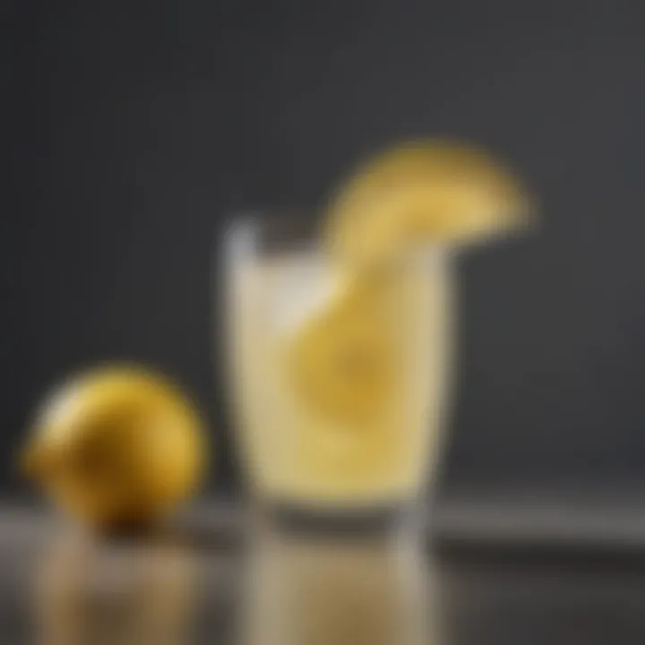 Close-up of a refreshing beverage with a squeeze of lemon