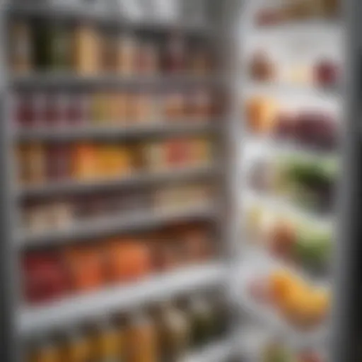 Organized fridge showcasing stackable bins