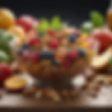 Energizing Nutrition A vibrant bowl of fresh fruits and nuts symbolizing energy-boosting nutrition