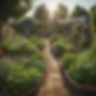 A community garden thriving with a variety of herbs and greens