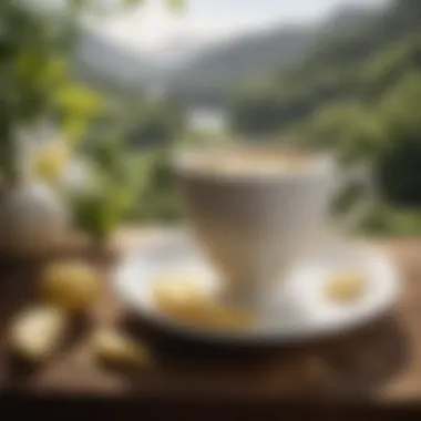 Elegant Tea Cup An elegant cup of brewed White Ginger Pear tea surrounded by nature