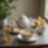 A serene tea setting showcasing a teapot and cup with White Ginger Pear tea