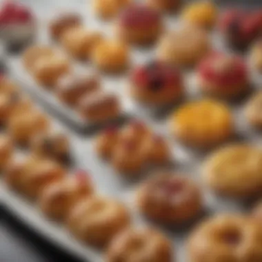 Gourmet Treats Presentation An assortment of delectable pastries and finger foods arranged artistically