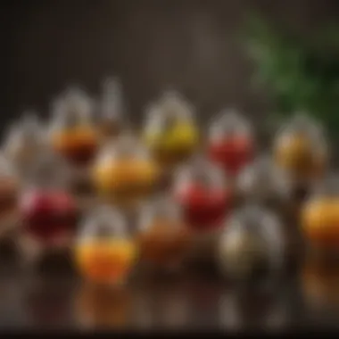 Artful Tea Selection A variety of tea blends displayed in decorative jars for selection