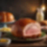 Glazed honey baked ham with a caramelized crust