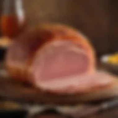Juicy Layers of Honey Baked Ham Sliced honey baked ham showcasing juicy layers