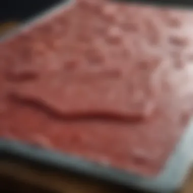 Thawing Board Detail Close-up view of a thawing board designed for meat