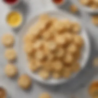 Elegant Arrangement with Spreads An artistic arrangement of butter crackers with various spreads on a marble table