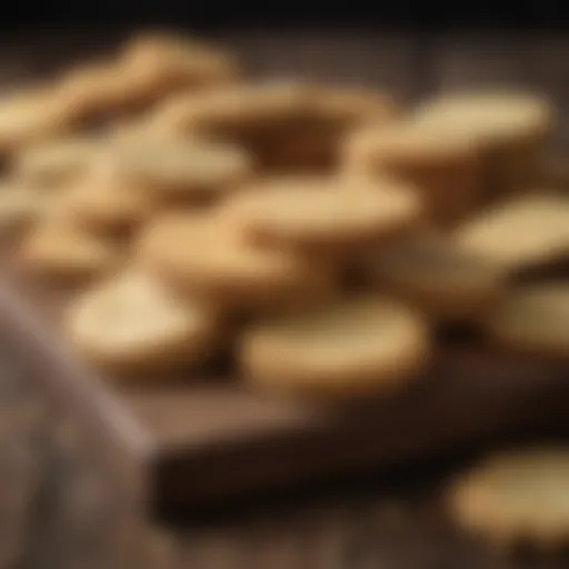 An elegant display of assorted butter cracker varieties on a rustic wooden board