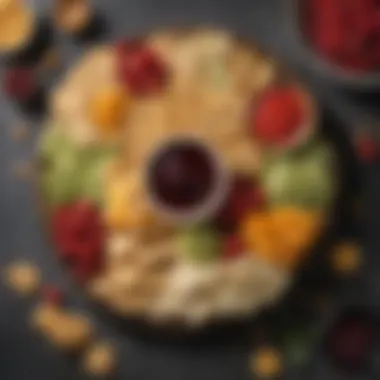 Cracker Platter with Fruits A vibrant platter featuring butter crackers alongside fruits and dips