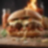 A delectable meatball parmesan sandwich with melted cheese
