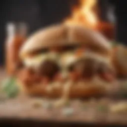 A delectable meatball parmesan sandwich with melted cheese