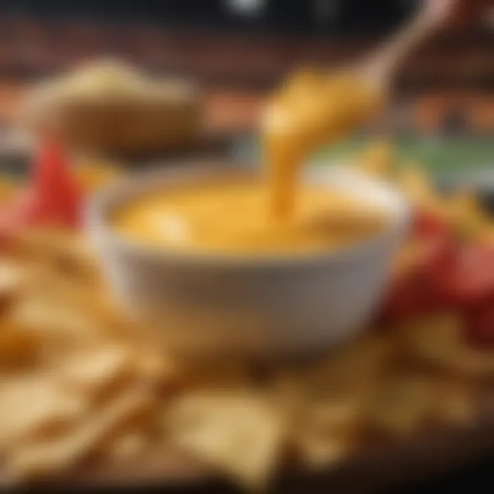 An inviting nacho cheese dip served at a stadium