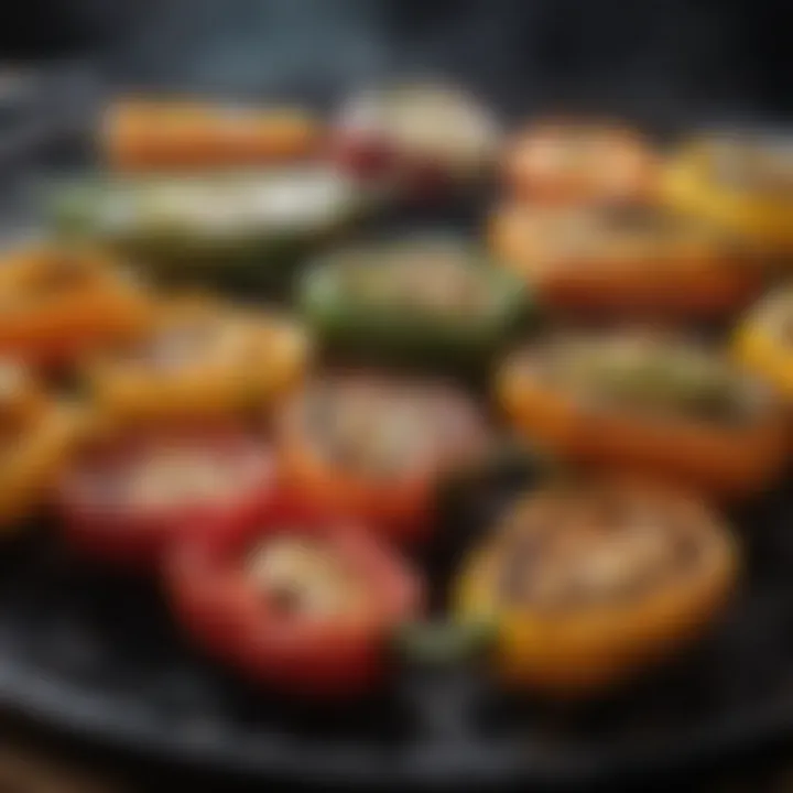Grilled peppers showcasing char marks and bright colors